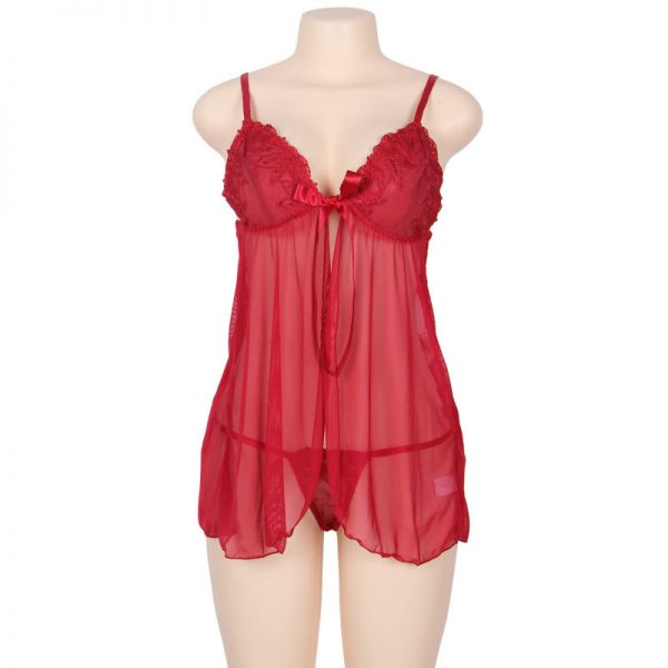 Babydoll With Bow And Floral Laces Subblime Queen Plus